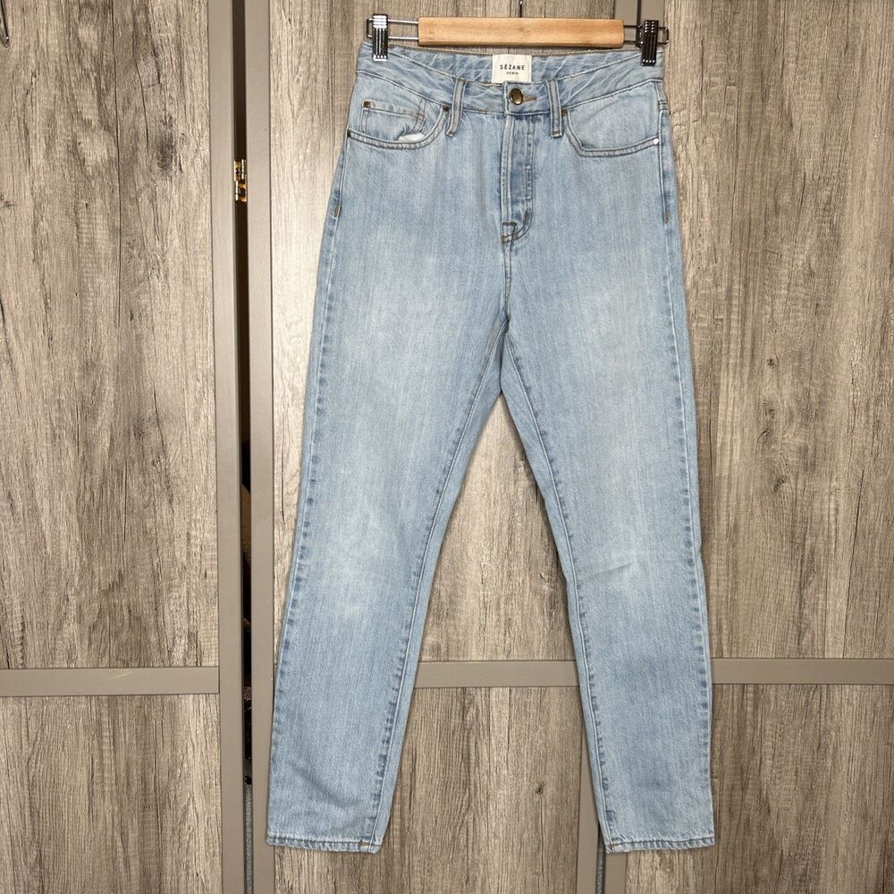 Sezane Jeans Brut Sexy Button Fly Blue Light Wash Size 25